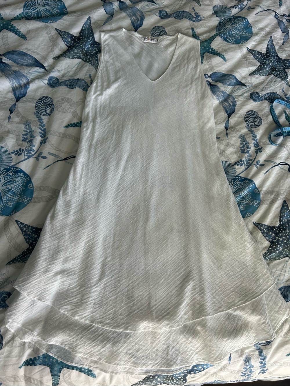 Lightweight V-Neck Layered Sleeveless Dress in White by Siam Boutique